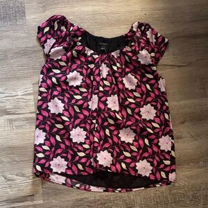 Ann Taylor Pink and White Floral Blouse